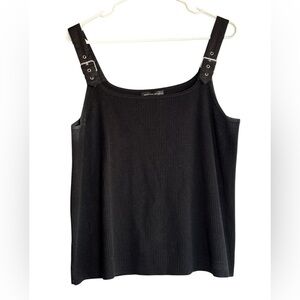 Spencer Jeremy Woman Ribbed Black Tank Top Buckle Strap Size 1X